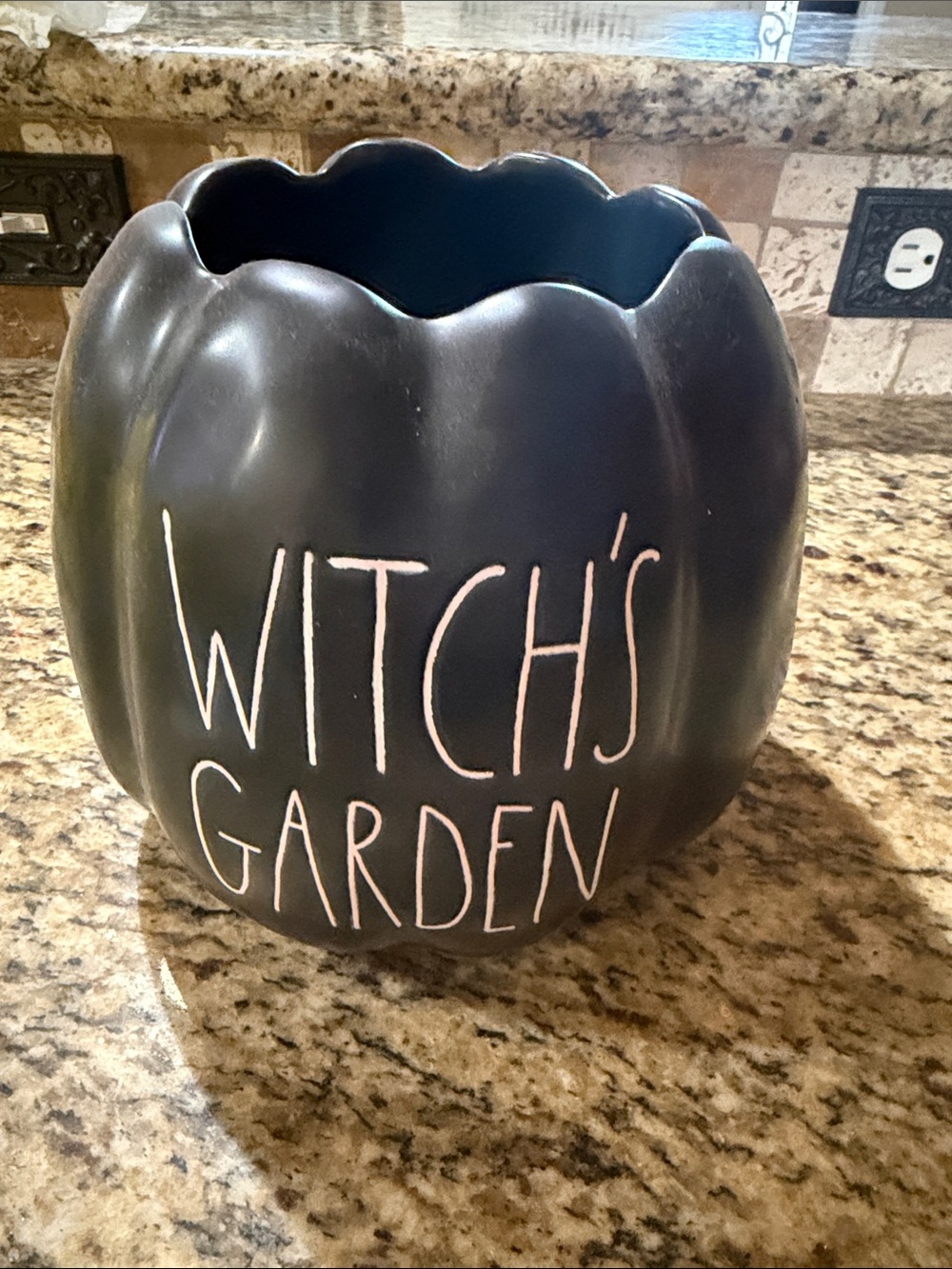 Witch's Garden Black Ceramic Pumpkin Planter